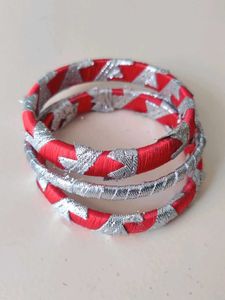Red & Silver Embellished Bangles