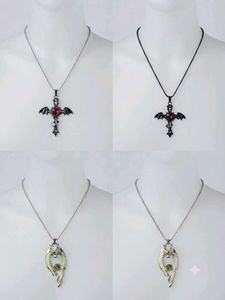 Gothic Bat Cross Necklace