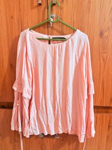 Flowy Pink Ruffled Sleeve Top