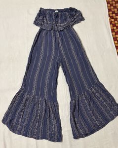 Floral Women's Strapless Ruffle Jumpsuit