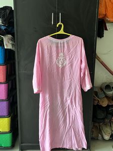 Chikankari Pink Kurta