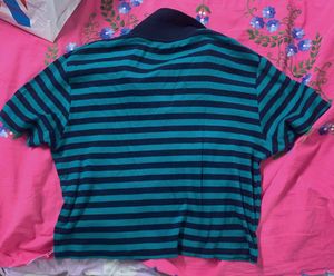Green Black Stripped Top