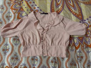 Blush Pink Cropped Blouse