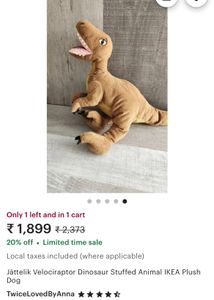 Jattelik Velociraptor Dinosaur Stuffed Animal IKEA