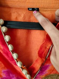 Vibrant Orange &amp; Pink Ethnic Gown