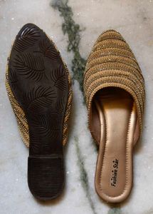 Embellished Gold Flats