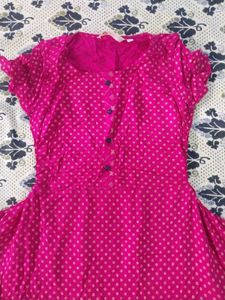 Elegant Pink Kurta with Polka Dot Print