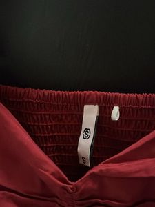 Chic Ruched Red Bubble Top