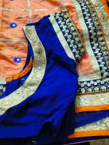 saree with stiched blouse