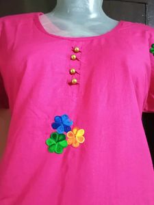 Pink Floral Embroidered Top