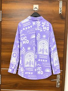 Lavender Printed Oversized Shirt – Women