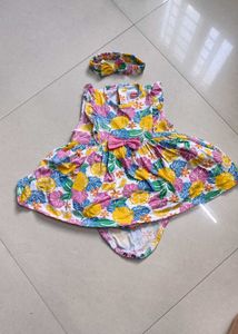 Baby Girls Fruit Dress with matching hair belt