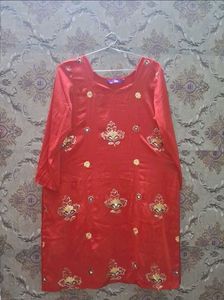 Red Embroidered Kurta dupatta of 2