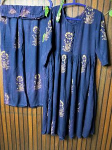 Blue Floral Kurta Set - Wardrobe Clearance
