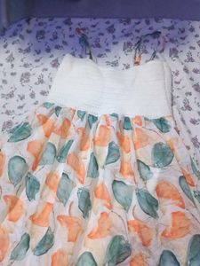 Flowy Leaf Print Midi Dress