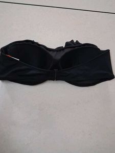 XL Black Ruffled Bandeau Bikini Top