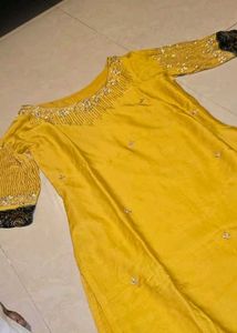Mustard Yellow Handwork Embroidered Kurta