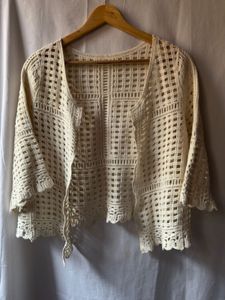Cream Crochet Cardigan