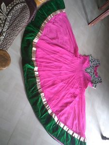 Pink &amp; Green Embellished Anarkali Dress