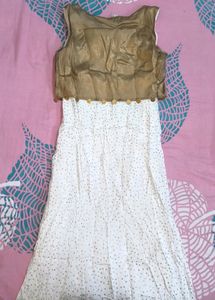 Sparkly White Dress with Gold Shrug