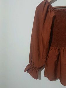 Brown Peplum Top