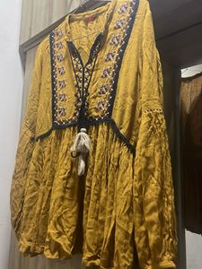 W Embroidered Yellow Kurta