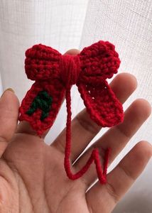 Handmade Crochet Red Bow Charm
