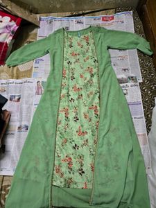 Vibrant green Kurta with gold balls
