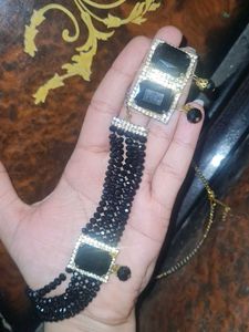 Black Beaded Choker Necklace Set🖤