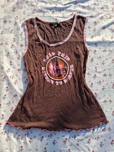 Brown "Road Trip" Graphic Tank Top