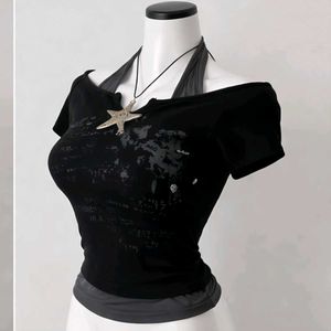 Y2K Graphic Lace Top