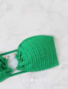 Vibrant Green Bikini Set with Sarong