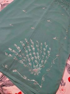 Pure Georgette Teal Saree✨🔥