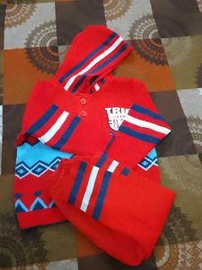 Trendy Red Kids Hooded Sweater