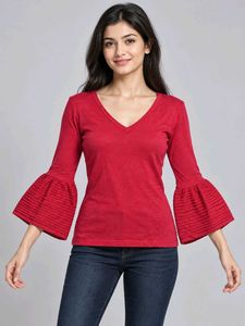V-Neck Bell Sleeve Top