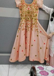 Elegant Pink Embroidered Gown