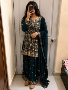 Elegant Teal stone work Salwar Kame
