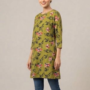 Green Floral Print Kurta