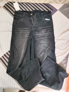 Womens Grey Wide Leg Jeans