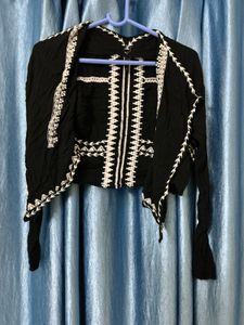 Boho Embroidered Black Jacket