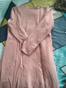Elegant Pink Embroidered Kurti set with pant and d