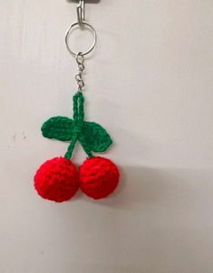 Crocheted Cherry 🍒 Keychain
