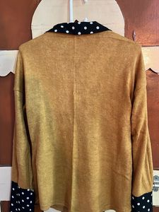 whitepolka.coloured pullover with khaki knitting