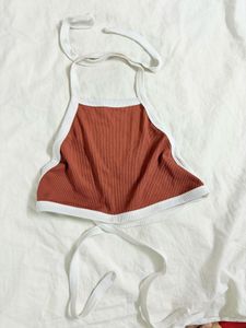 Ribbed Halter Neck Crop Top