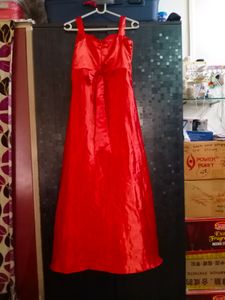 Red satin gown