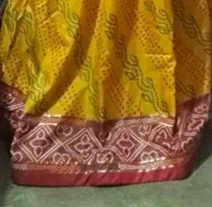 semi stich Elegant Yellow &amp; Red Lehenga Choli