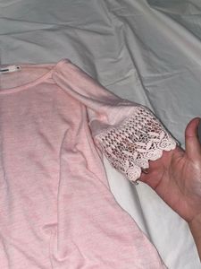 Chic Pink Lace Sleeve Top