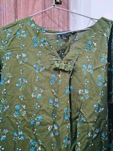 Green Floral Print Kurta