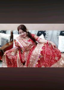 Beautiful Red Bandhani lehnga with gotta patti wor