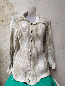 Green Plaid Gauze Button-Down Unisex Shirt